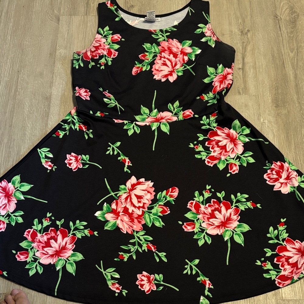 Connection 18 Black Dress with Pink and Green Accents